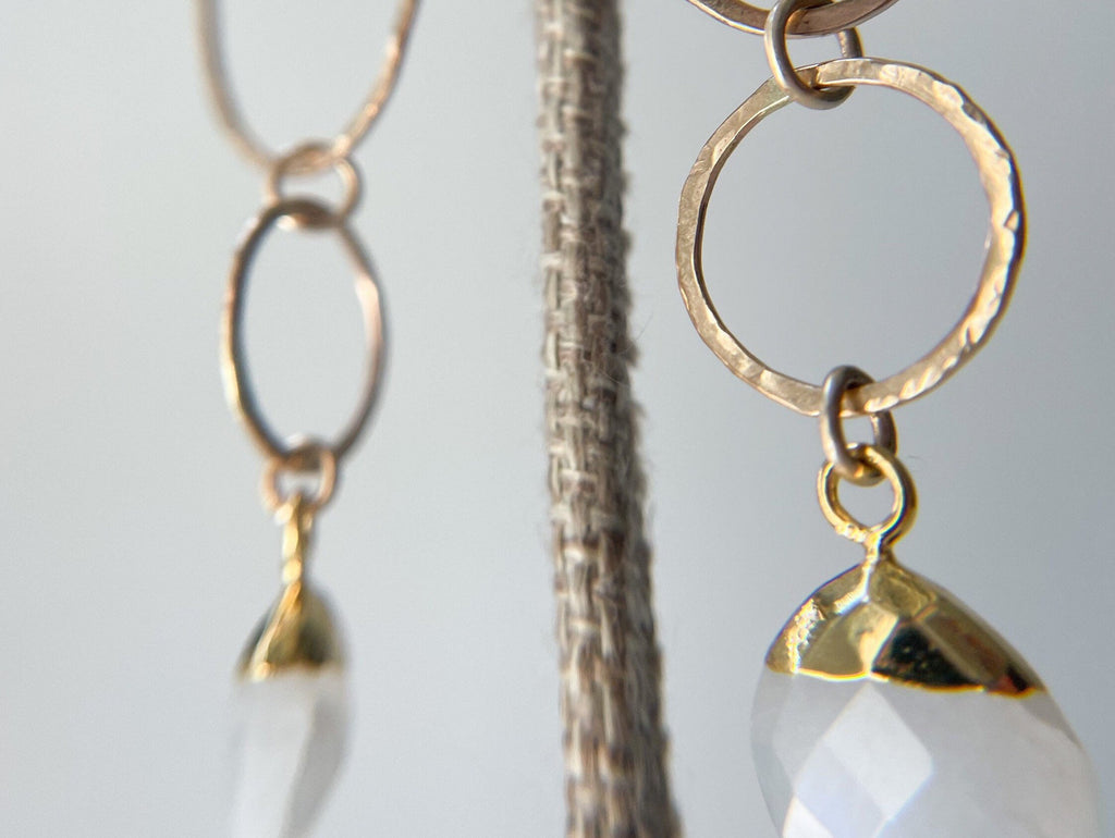 14k Gold-Fill Hammered Dangle Earring With Labradorite Drop