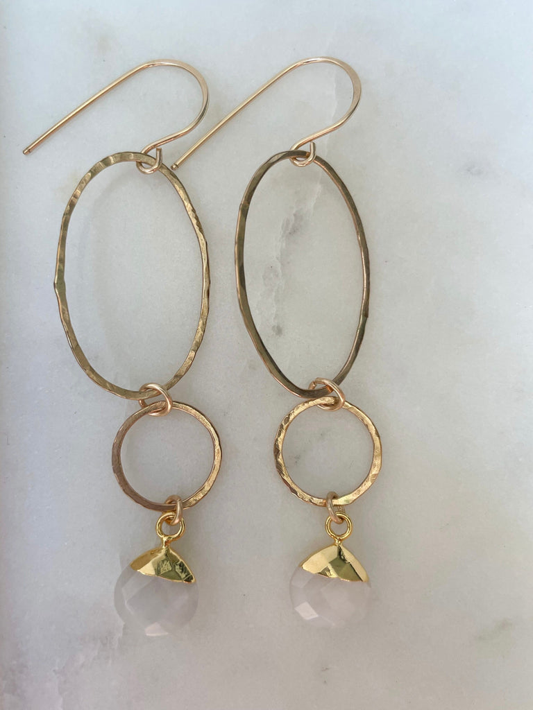 14k Gold-Fill Hammered Dangle Earring With Labradorite Drop